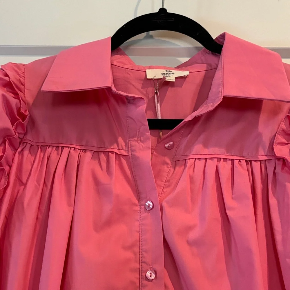 entro Pink Button-Front Babydoll Dress - Picture 3 of 3